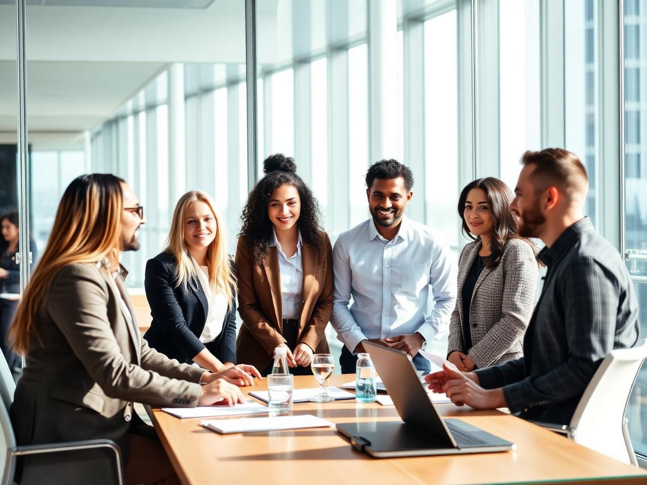 Business team collaborating in a modern office